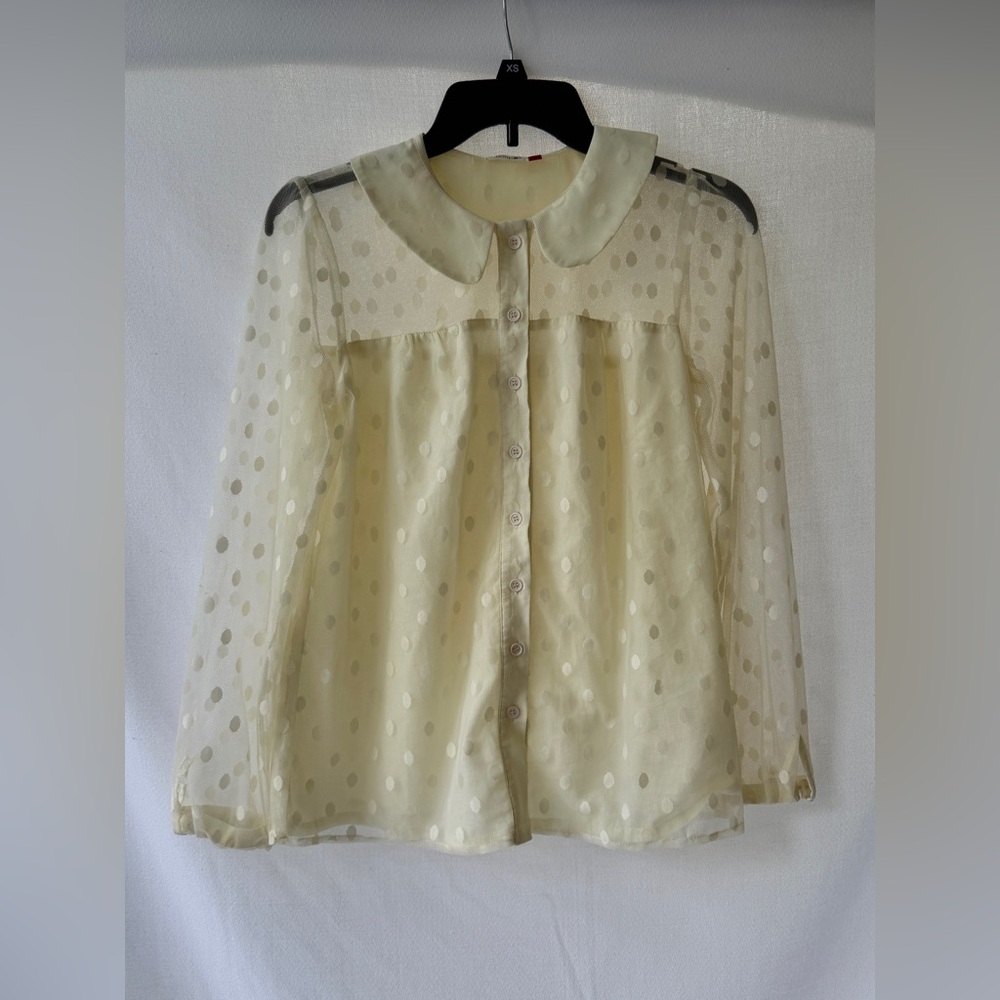 NWoT Tulip B Swiss Dot Cream Blouse Medium